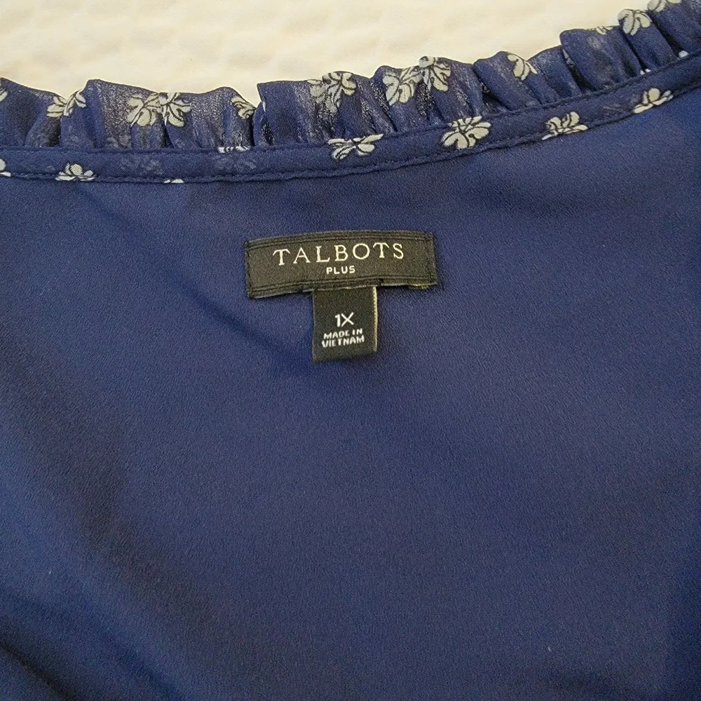 Talbots Blue Long Sleeve Blouse Sz 1X - Picture 8 of 10